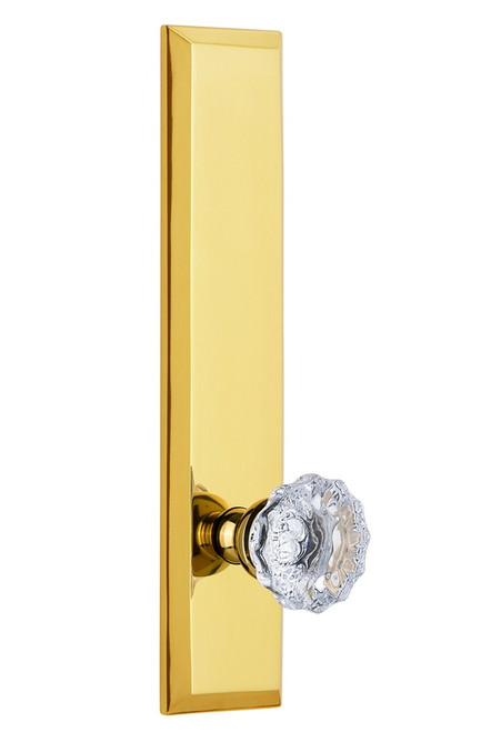 Grandeur Hardware - Hardware Fifth Avenue Tall Plate Passage with Fontainebleau Knob in Polished Brass - FAVFON - 814033