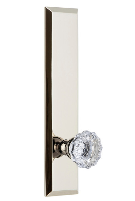 Grandeur Hardware - Hardware Fifth Avenue Tall Plate Passage with Fontainebleau Knob in Polished Nickel - FAVFON - 814034