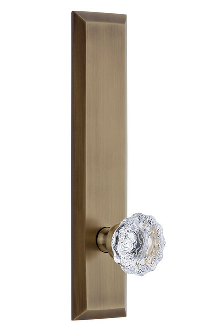 Grandeur Hardware - Hardware Fifth Avenue Tall Plate Dummy with Fontainebleau Knob in Vintage Brass - FAVFON - 803014