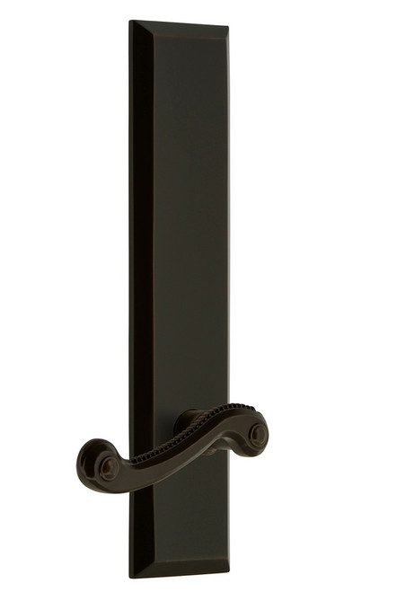 Grandeur Hardware - Hardware Fifth Avenue Tall Plate Passage with Newport Lever in Timeless Bronze - FAVNEW - 836231