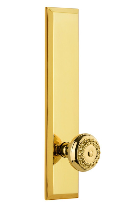 Grandeur Hardware - Hardware Fifth Avenue Tall Plate Privacy with Parthenon Knob in Lifetime Brass - FAVPAR - 803241