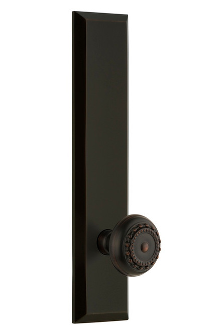 Grandeur Hardware - Hardware Fifth Avenue Tall Plate Privacy with Parthenon Knob in Timeless Bronze - FAVPAR - 803239