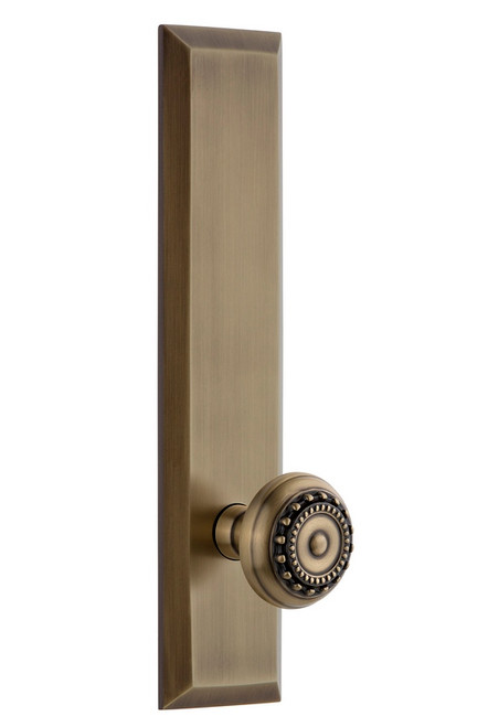 Grandeur Hardware - Hardware Fifth Avenue Tall Plate Privacy with Parthenon Knob in Vintage Brass - FAVPAR - 815505
