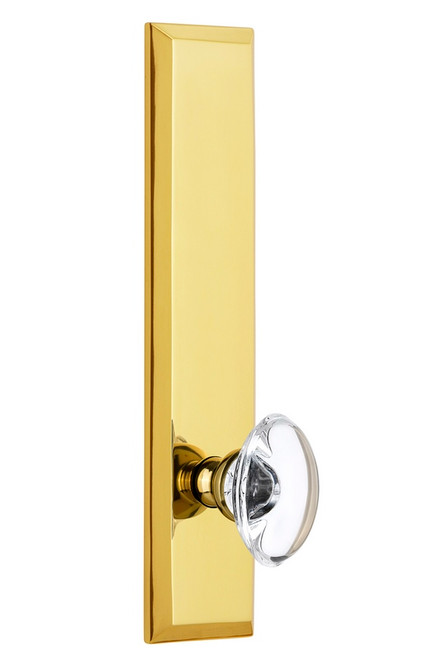 Grandeur Hardware - Hardware Fifth Avenue Tall Plate Privacy with Provence Knob in Lifetime Brass - FAVPRO - 803289