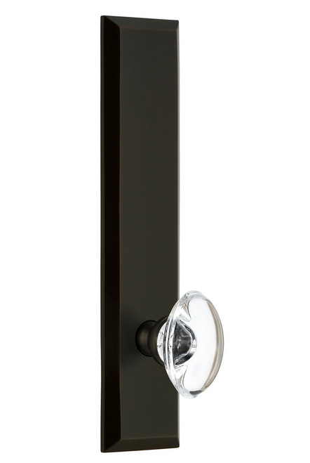 Grandeur Hardware - Hardware Fifth Avenue Tall Plate Privacy with Provence Knob in Timeless Bronze - FAVPRO - 815512