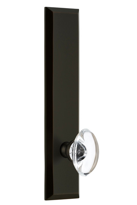 Grandeur Hardware - Hardware Fifth Avenue Tall Plate Privacy with Provence Knob in Timeless Bronze - FAVPRO - 837712