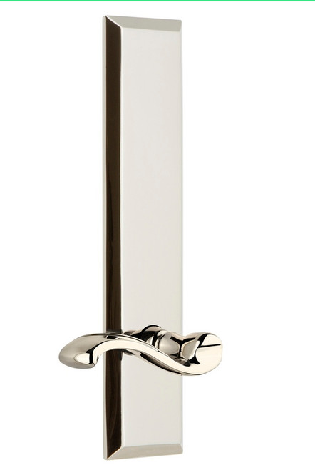 Grandeur Hardware - Hardware Fifth Avenue Tall Plate Double Dummy with Portofino Lever in Polished Nickel - FAVPRT - 803064
