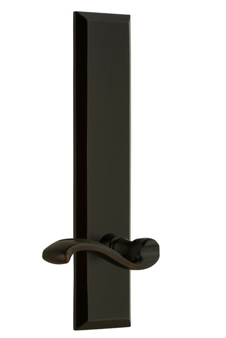 Grandeur Hardware - Hardware Fifth Avenue Tall Plate Double Dummy with Portofino Lever in Timeless Bronze - FAVPRT - 803061