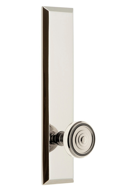 Grandeur Hardware - Hardware Fifth Avenue Tall Plate Double Dummy with Soleil Knob in Polished Nickel - FAVSOL - 836600