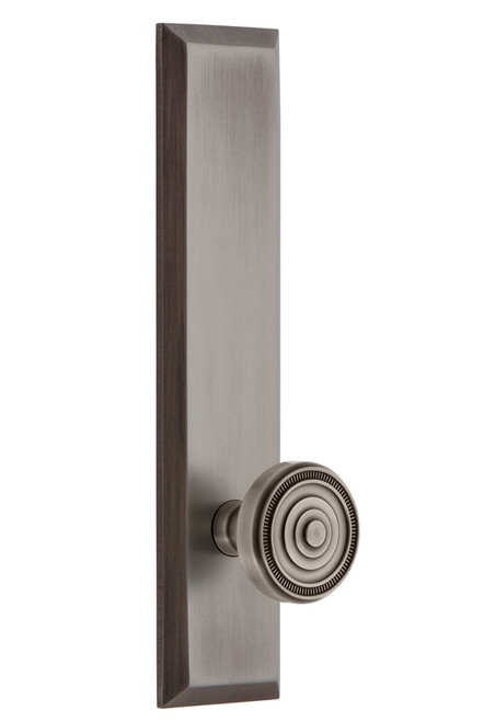Grandeur Hardware - Hardware Fifth Avenue Tall Plate Passage with Soleil Knob in Antique Pewter - FAVSOL - 835940