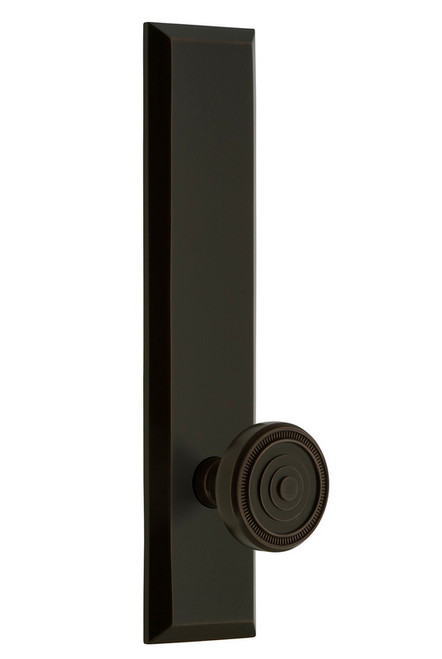 Grandeur Hardware - Hardware Fifth Avenue Tall Plate Privacy with Soleil Knob in Timeless Bronze - FAVSOL - 837740