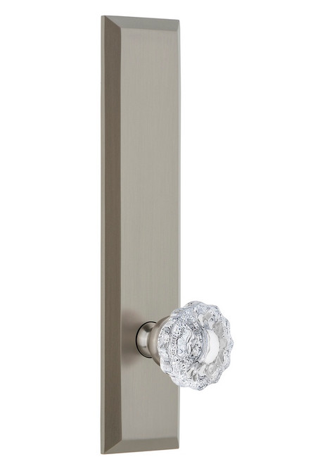 Grandeur Hardware - Hardware Fifth Avenue Tall Plate Double Dummy with Versailles Knob in Satin Nickel - FAVVER - 803137