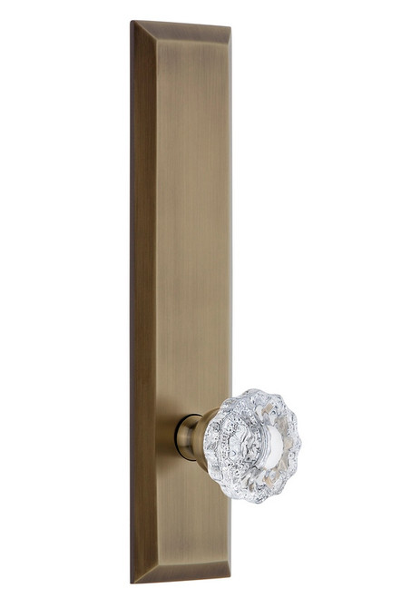 Grandeur Hardware - Hardware Fifth Avenue Tall Plate Double Dummy with Versailles Knob in Vintage Brass - FAVVER - 803139