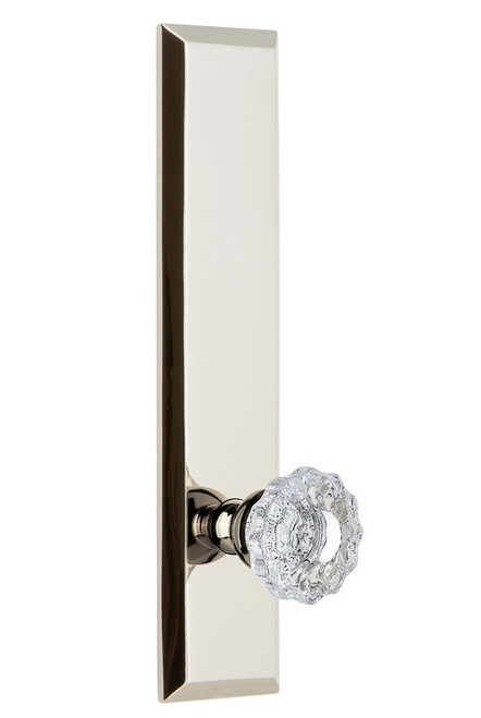 Grandeur Hardware - Hardware Fifth Avenue Tall Plate Privacy with Versailles Knob in Polished Nickel - FAVVER - 837756