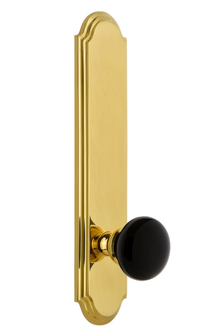 Grandeur Hardware - Arc Plate Single Dummy Tall Plate Coventry Knob in Polished Brass - ARCCOV - 852681