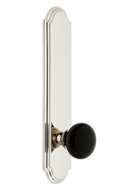 Grandeur Hardware - Arc Plate Single Dummy Tall Plate Coventry Knob in Polished Nickel - ARCCOV - 852682