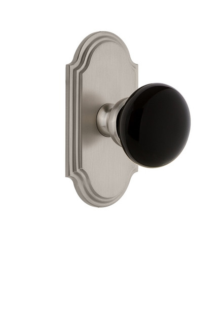 Grandeur Hardware - Arc Rosette Passage Coventry Knob in Satin Nickel - ARCCOV - 852451