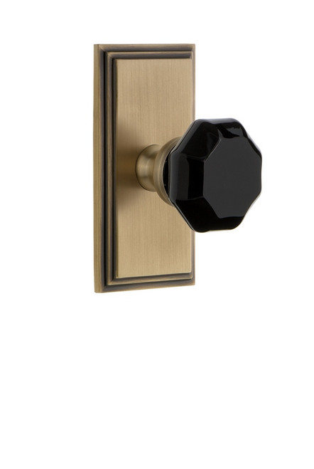 Grandeur Hardware - Carre' Rosette Passage Lyon Knob in Vintage Brass - CARLYO - 850342