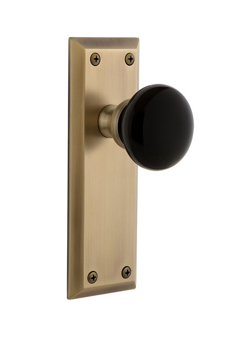 Grandeur Hardware - Fifth Avenue Plate Passage Coventry Knob in Vintage Brass - FAVCOV - 852517