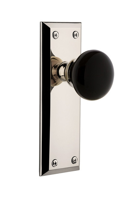 Grandeur Hardware - Fifth Avenue Plate Privacy Coventry Knob in Polished Nickel - FAVCOV - 852964