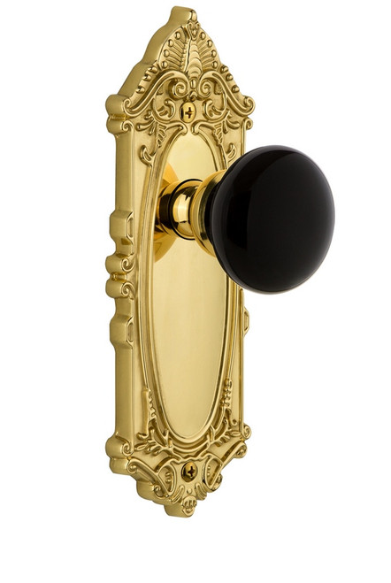 Grandeur Hardware - Grande Victorian Plate Passage Coventry Knob in Polished Brass - GVCCOV - 852545