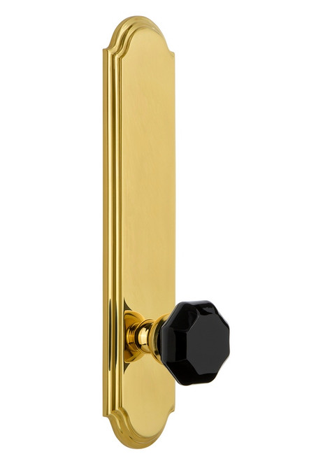 Grandeur Hardware - Arc Plate Passage Tall Plate Lyon Knob in Polished Brass - ARCLYO - 850502