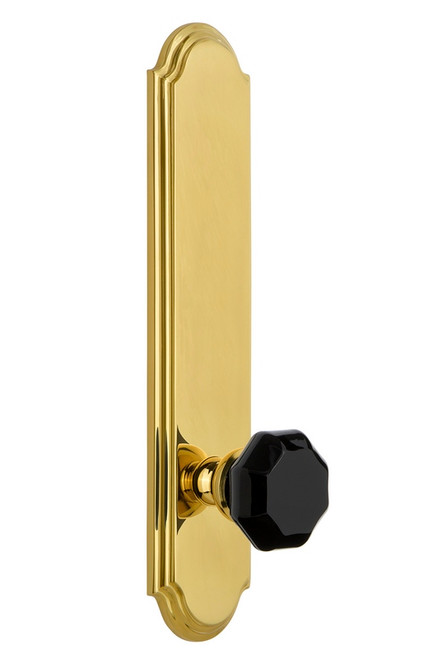 Grandeur Hardware - Arc Plate Privacy Tall Plate Lyon Knob in Lifetime Brass - ARCLYO - 850953