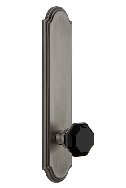 Grandeur Hardware - Arc Plate Privacy Tall Plate Lyon Knob in Antique Pewter - ARCLYO - 850999