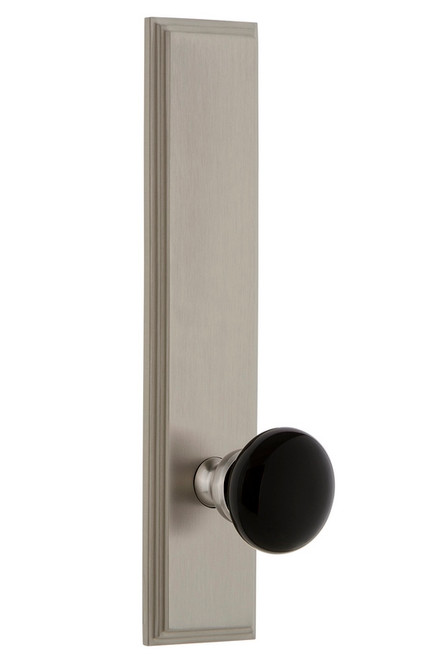 Grandeur Hardware - Carre' Plate Privacy Tall Plate Coventry Knob in Satin Nickel - CARCOV - 853104