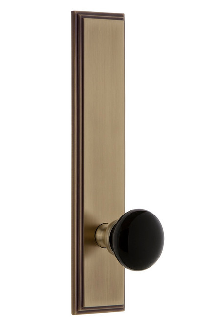 Grandeur Hardware - Carre' Plate Privacy Tall Plate Coventry Knob in Vintage Brass - CARCOV - 853111