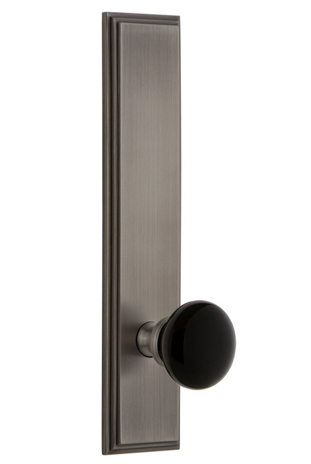 Grandeur Hardware - Carre' Plate Privacy Tall Plate Coventry Knob in Antique Pewter - CARCOV - 853144