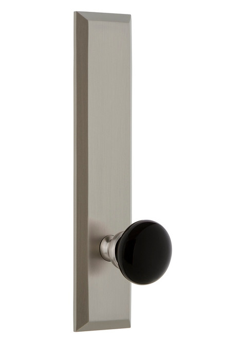 Grandeur Hardware - Fifth Avenue Plate Privacy Tall Plate Coventry Knob in Satin Nickel - FAVCOV - 853125