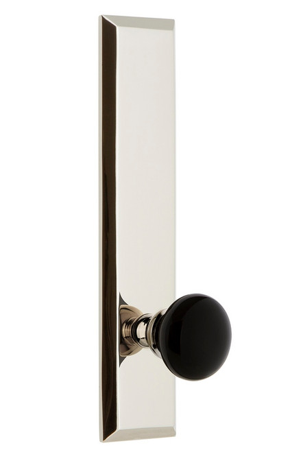 Grandeur Hardware - Fifth Avenue Plate Privacy Tall Plate Coventry Knob in Polished Nickel - FAVCOV - 853167