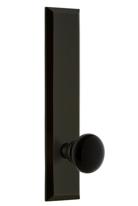 Grandeur Hardware - Fifth Avenue Plate Privacy Tall Plate Coventry Knob in Timeless Bronze - FAVCOV - 853174
