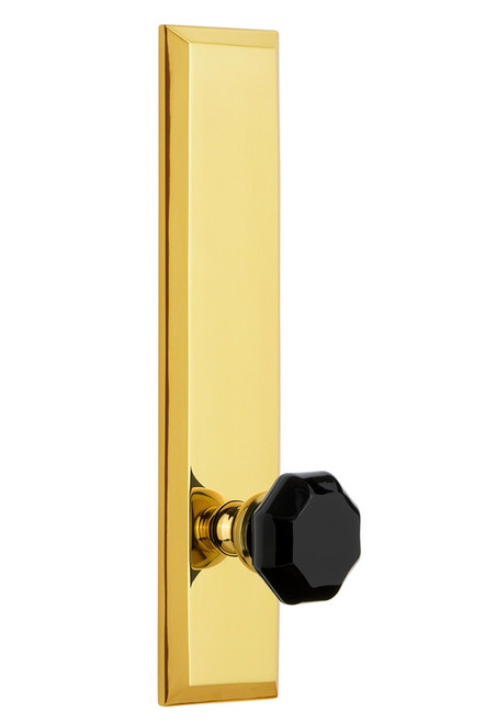 Grandeur Hardware - Fifth Avenue Plate Privacy Tall Plate Lyon Knob in Lifetime Brass - FAVLYO - 850991