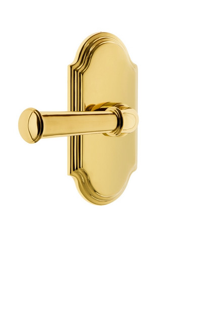 Grandeur Hardware - Arc Plate Privacy with Georgetown Lever in Lifetime Brass - ARCGEO - 821875