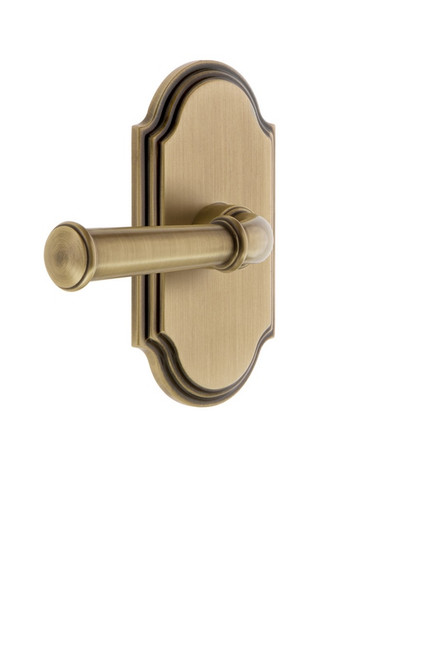 Grandeur Hardware - Arc Plate Privacy with Georgetown Lever in Vintage Brass - ARCGEO - 821907