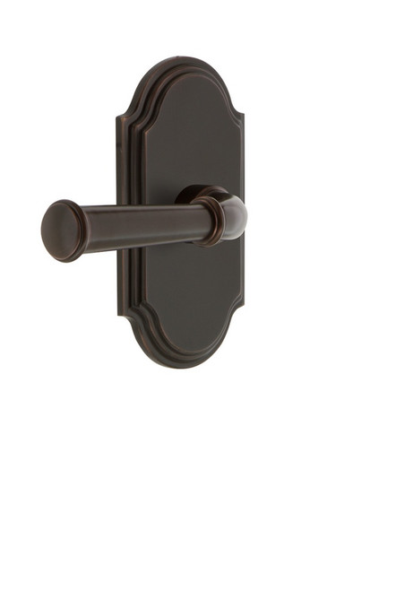 Grandeur Hardware - Arc Plate Privacy with Georgetown Lever in Timeless Bronze - ARCGEO - 821929