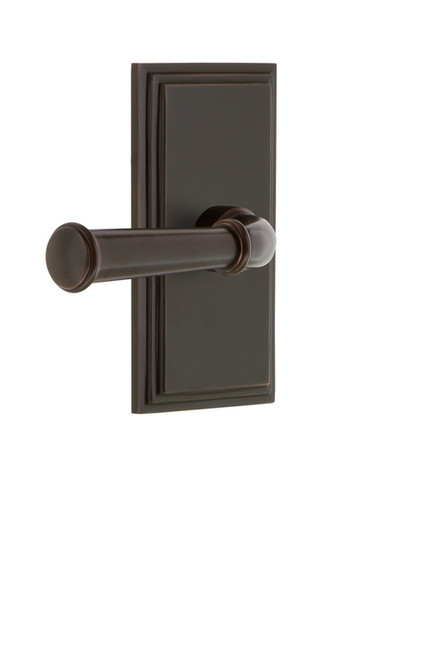 Grandeur Hardware - Carre Plate Passage with Georgetown Lever in Timeless Bronze - CARGEO - 822586