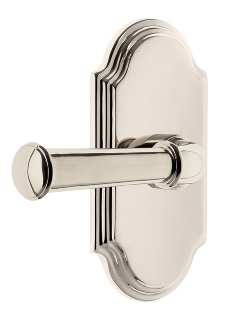 Grandeur Hardware - Arc Plate Passage with Georgetown Lever in Polished Nickel - ARCGEO - 851178