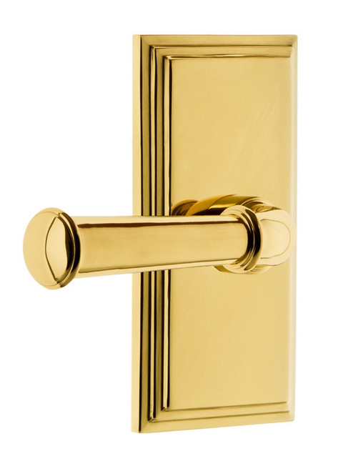 Grandeur Hardware - Carre' Plate Passage with Georgetown Lever in Lifetime Brass - CARGEO - 851254