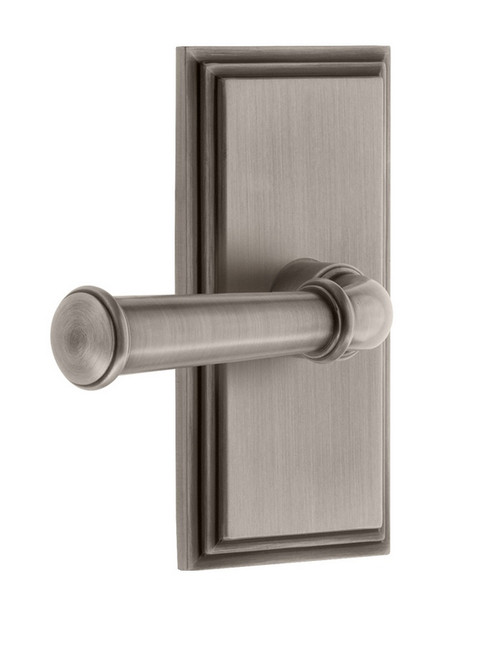 Grandeur Hardware - Carre' Plate Privacy Georgetown Lever in Antique Pewter - CARGEO - 851318