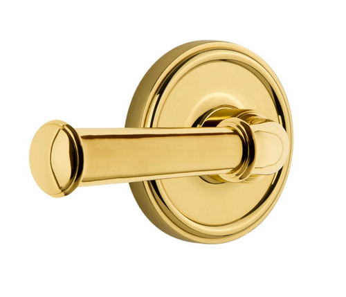 Grandeur Hardware - Georgetown Rosette Privacy Georgetown Lever in Lifetime Brass - GEOGEO - 851456