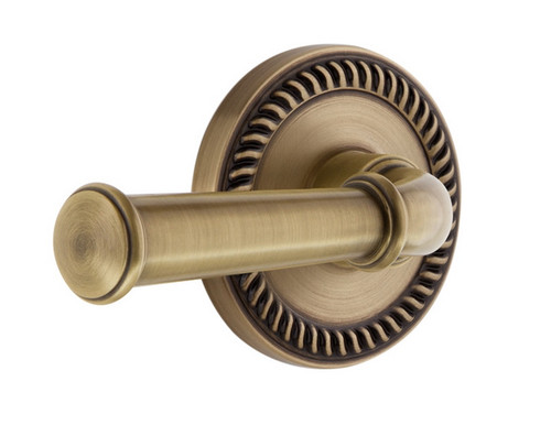 Grandeur Hardware - Newport Rosette Privacy Georgetown Lever in Vintage Brass - NEWGEO - 851610