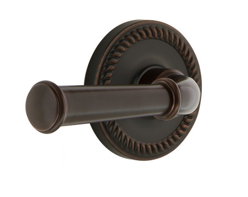 Grandeur Hardware - Newport Rosette Privacy Georgetown Lever in Timeless Bronze - NEWGEO - 851614