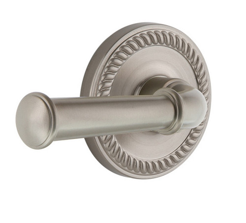 Grandeur Hardware - Newport Rosette Privacy Georgetown Lever in Satin Nickel - NEWGEO - 851646