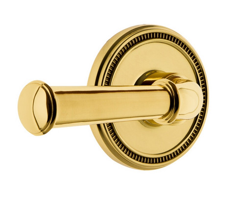 Grandeur Hardware - Soleil Rosette Privacy Georgetown Lever in Polished Brass - SOLGEO - 851882