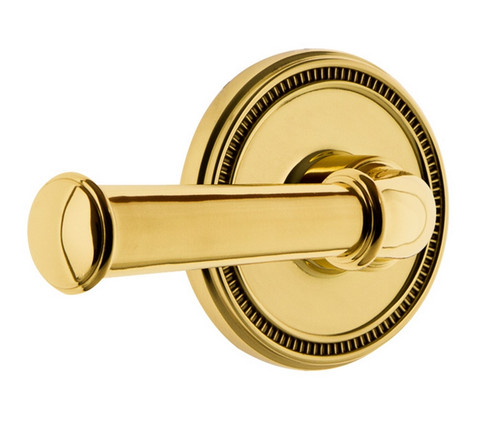 Grandeur Hardware - Soleil Rosette Passage with Georgetown Lever in Polished Brass - SOLGEO - 851888