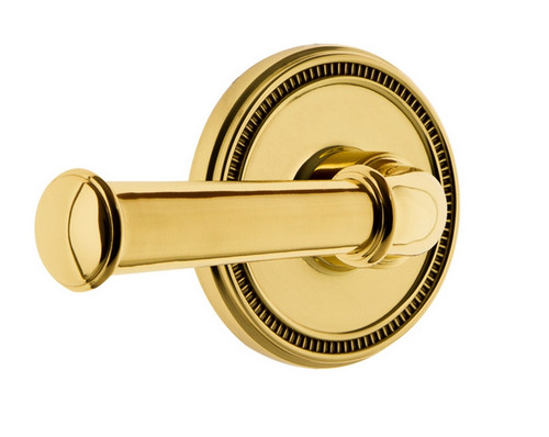 Grandeur Hardware - Soleil Rosette Passage with Georgetown Lever in Polished Brass - SOLGEO - 851902