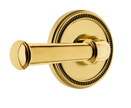 Grandeur Hardware - Soleil Rosette Passage with Georgetown Lever in Lifetime Brass - SOLGEO - 851908